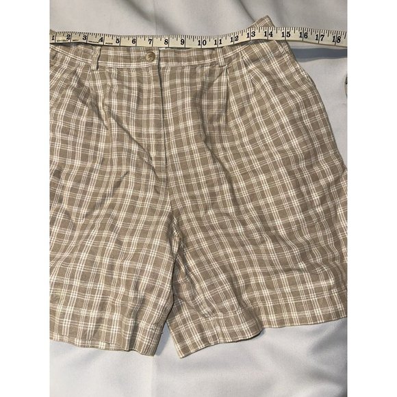 Westbound Linen Shorts Blend Plaid Shorts As 12 Tan On Cream - Picture 4 of 8